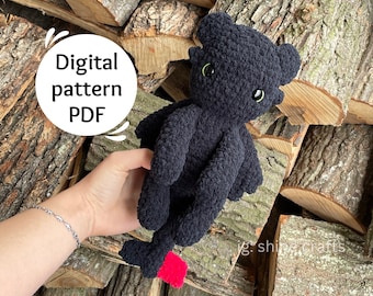 Dragon Crochet Plush Pattern, Dragon Amigurumi Crochet Pattern, PDF + Printable Friendly Version