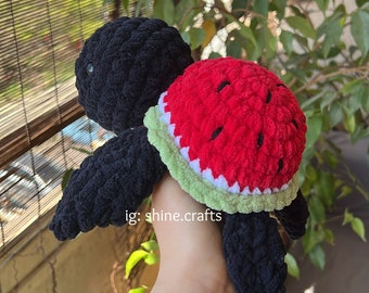 Schildkröte mit Kawaii-Thema – Sonnenblume, 8 Kugeln, Wassermelone | Gefüllter gehäkelter Amigurumi-Plüsch