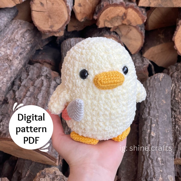 Duck With A Knife Amigurumi Pattern, Penguin Amigurumi Pattern, Plush Amigurumi Pattern, PDF + Printable friendly version