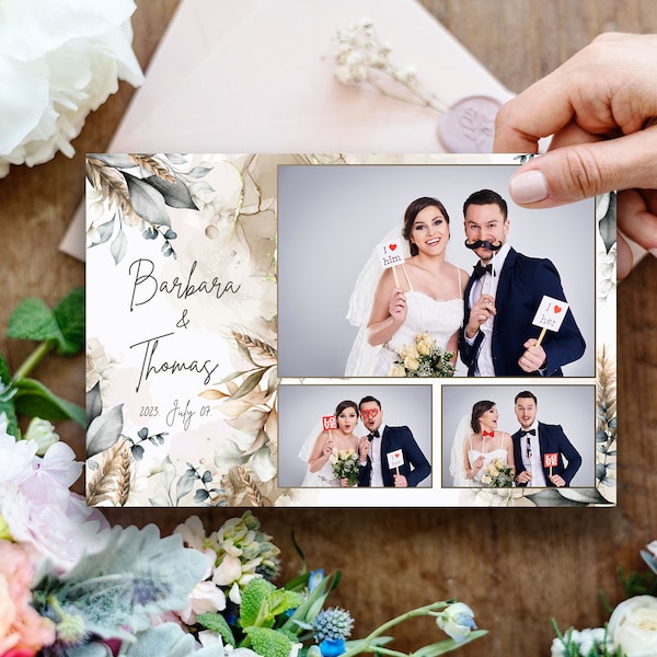 Modèle de photomaton de mariage floral, conception graphique facilement modifiable et téléchargeable