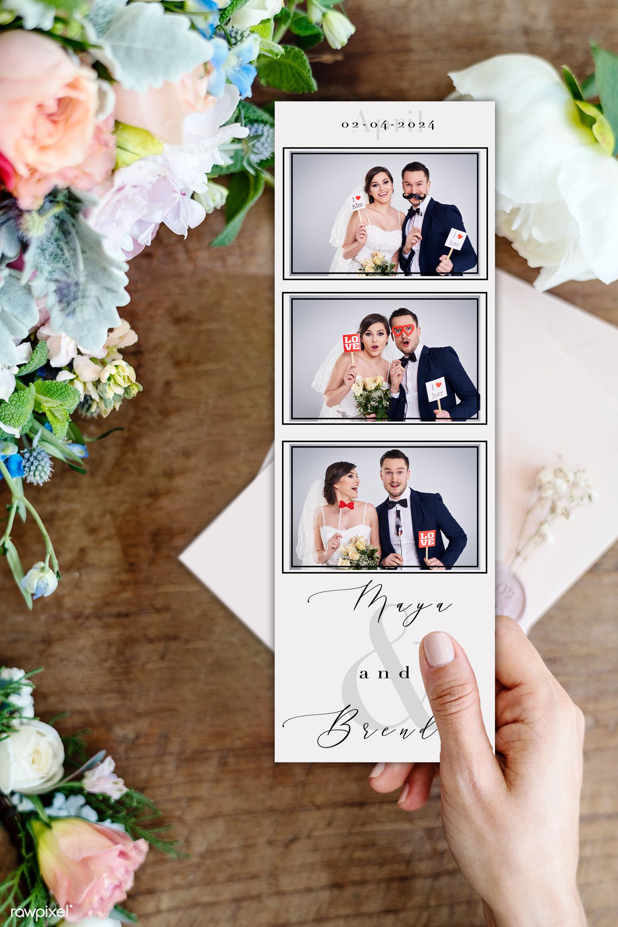 Minimalist Wedding Photo Booth Template, Easily Editable and Downloadable Graphic Design
