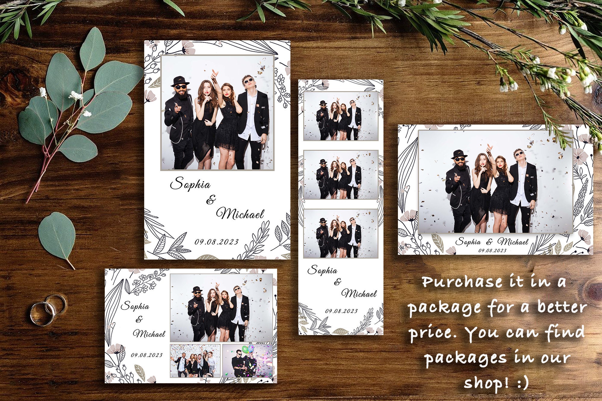 Floral Wedding Photo Booth Template Package, Easily Editable and Downloadable Graphic Design