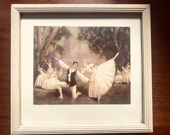 Ballet print in original white frame with glass from 1950s/60s. Possibly a Carlotta Edwards print