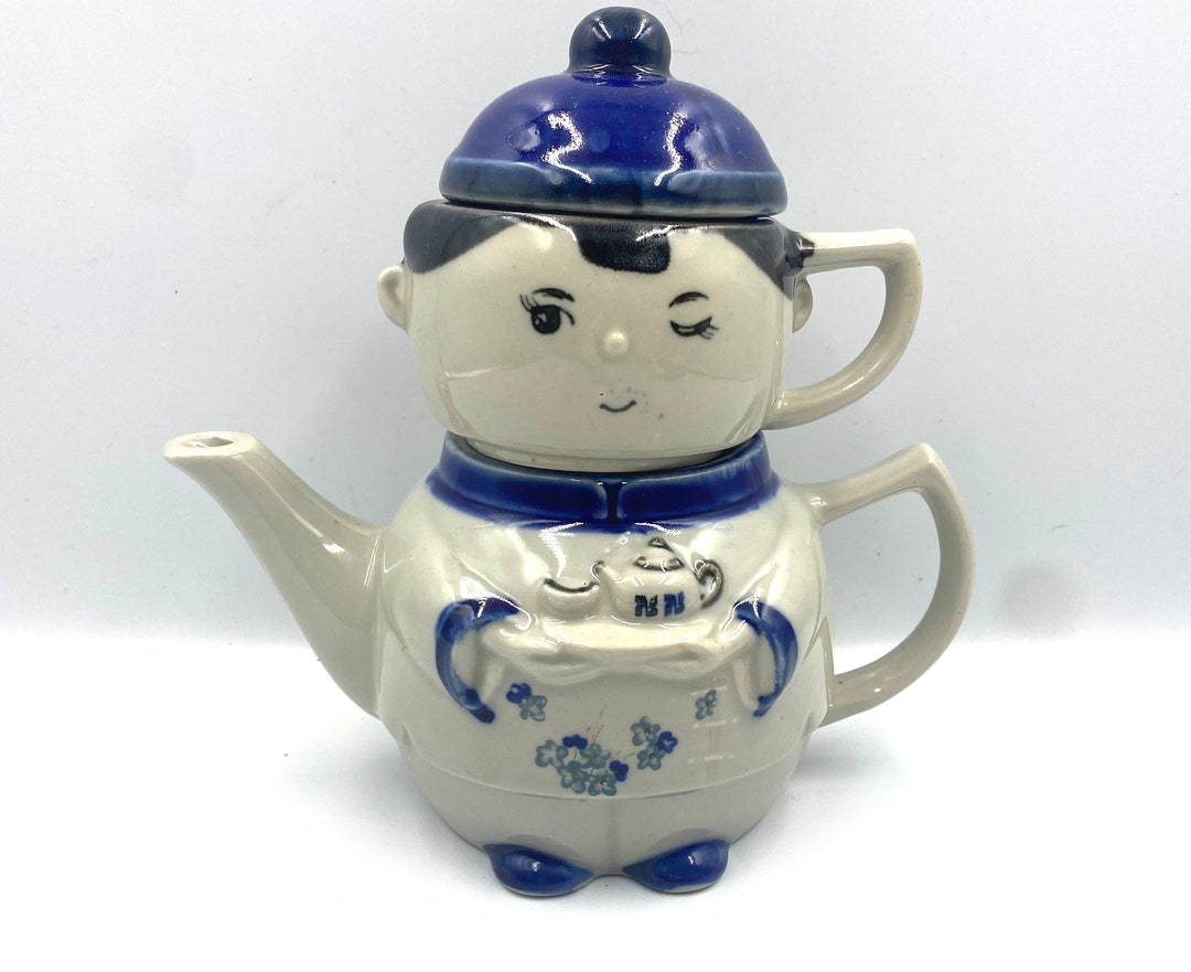 Ceramic Chinese Boy Teapot and Teacup Combination for One. Etsy