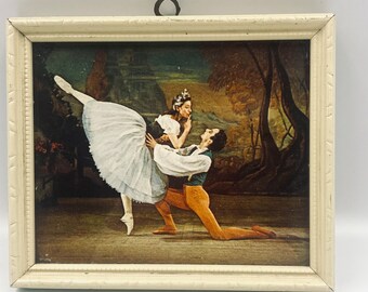 A ballet duet photographic print in original white frame with glass from 1950s/60s. Possibly Margot Fonteyn and Robert Helpman.