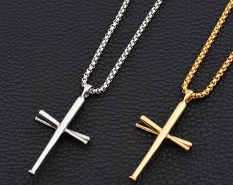 Baseball Bat Cross Necklace - Etsy