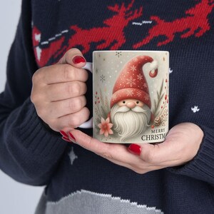 Whimsical Christmas Mug, Holiday Gift for Coffee Lovers, Festive Drinkware, Santa Gnome Design, 11oz and 15oz options