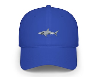 Silver Shark Embroidery Cap | Red Baseball Cap