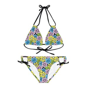 Cute Floral Strappy Bikini Set (AOP)