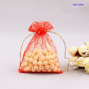 100 PCS Sheer Organza Drawstring Bags, Jewelry Pouches, Gift Favors ...
