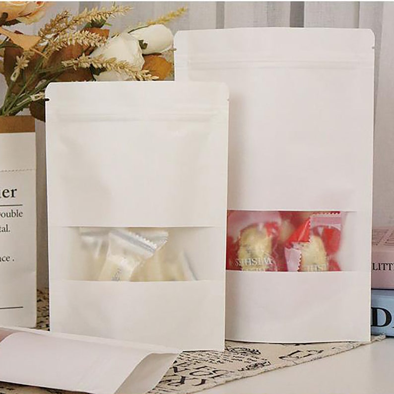 50 Custom Kraft Bags With Logo Personalized Resealable Stand Etsy