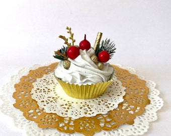 Handcrafted Christmas Faux Cupcake: Tiered Tray Decor