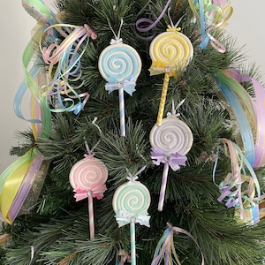 Pastel lollipop ornaments, lollipop decoration, candy wreath attachments, candy Christmas, fake lollipop, fake food, Christmas decor