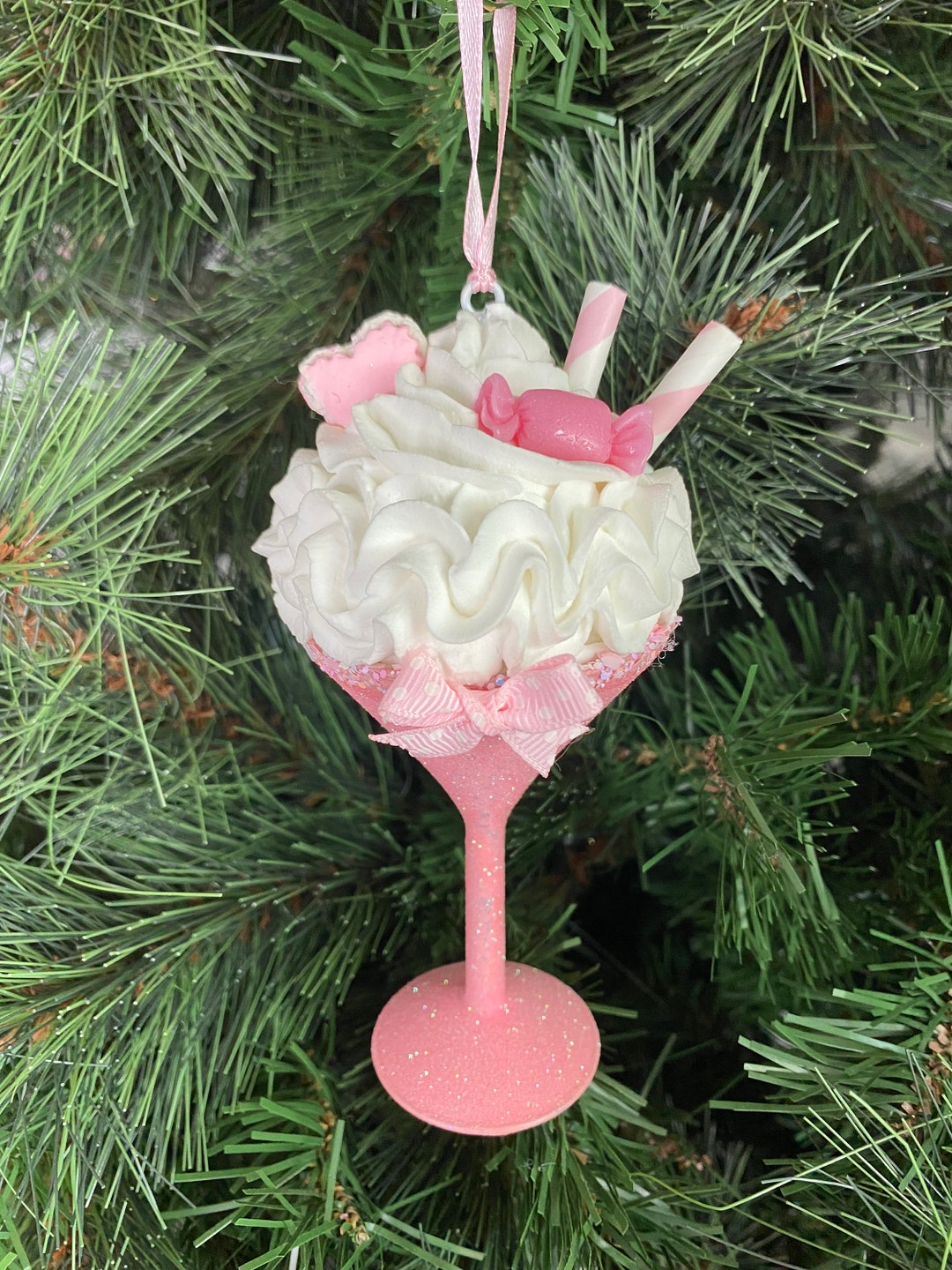 Cocktail Ornament Candy Christmas Ornament Pink Ornament Etsy