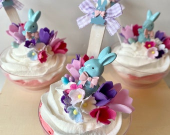 Easter decor, Easter decorations, fake bakes, Pastel Easter, Easter Bunny, tiered tray decor, handmade, made in Australia