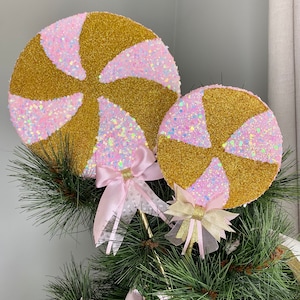 Glitter Lollipop Ornament: Handmade Pink Candy Land Decoration