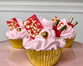 Fake Cupcake: Pink Faux Dessert, Valentine's Tiered Tray Decor