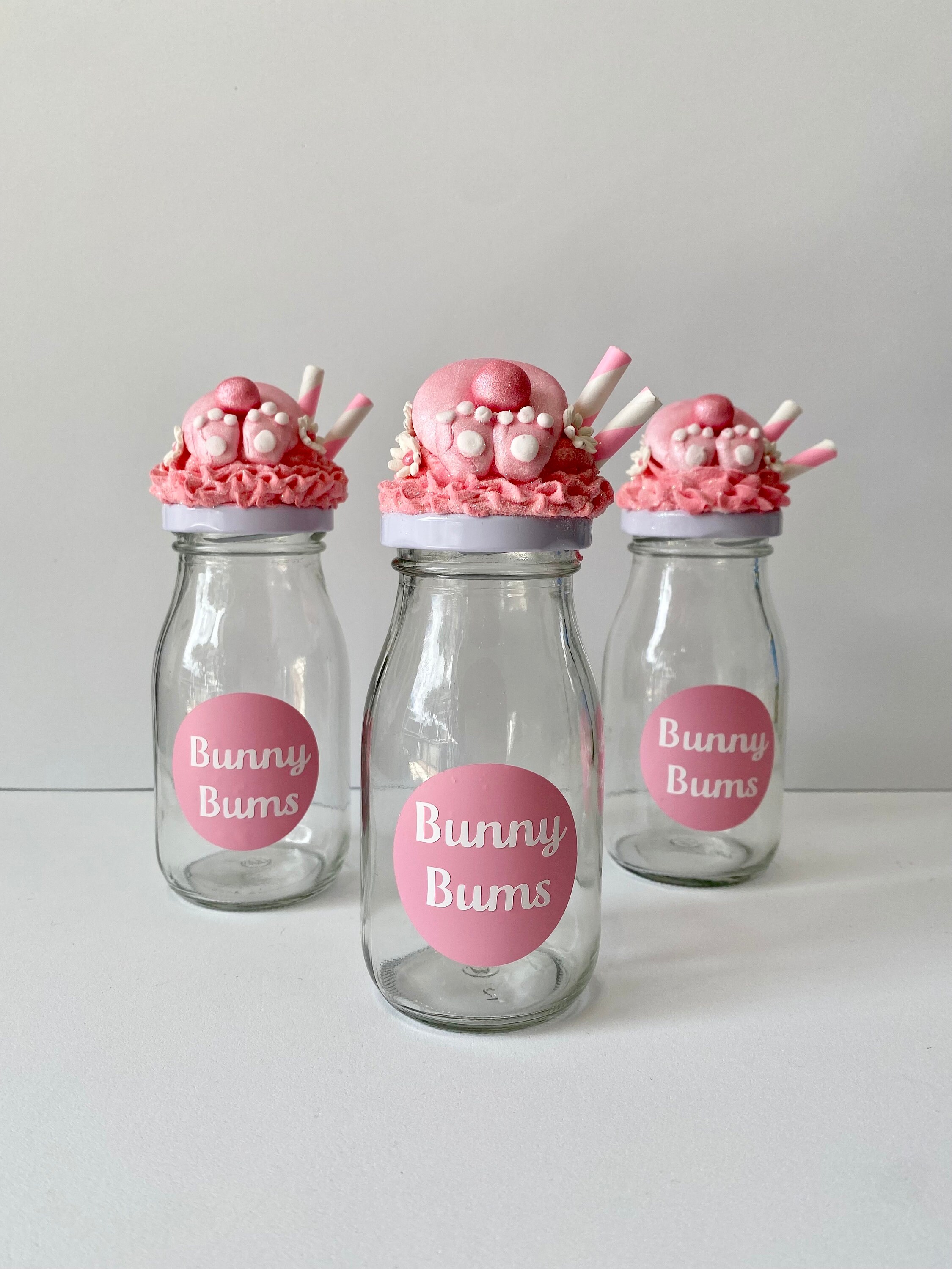 Fake milkshake bottle, faux drink, fake bakes, Easter decor, Easter Bunny, food prop, tiered tray decor, handmade, made in Australia