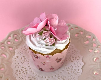 Shabby Chic Fake Cupcake: Pink Roses Food Prop