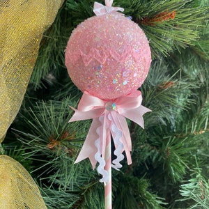Handmade Glitter Lollypop Ornament: Pink Candyland Decoration