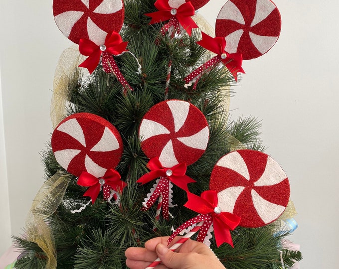 Peppermint Pick, Peppermint Christmas, Wreath Attachments, Red White