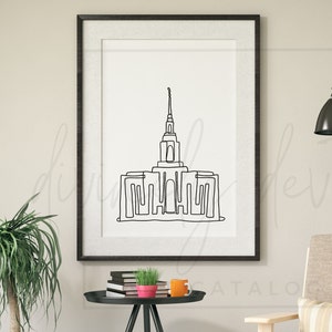 LDS Temple Drawing One Line Drawing Red Cliffs Utah Temple Wedding Artwork Religious Line Art Sacred Temple Worship