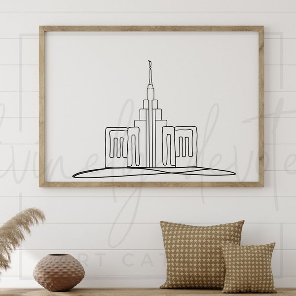 LDS Temple Drawing One Line Drawing Saratoga Springs Utah Temple Wedding Artwork Religious Line Art Sacred Temple Worship