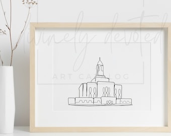 LDS Temple Drawing One Line Drawing Deseret Peak Utah Temple Wedding Artwork Religious Line Art Sacred Temple Worship