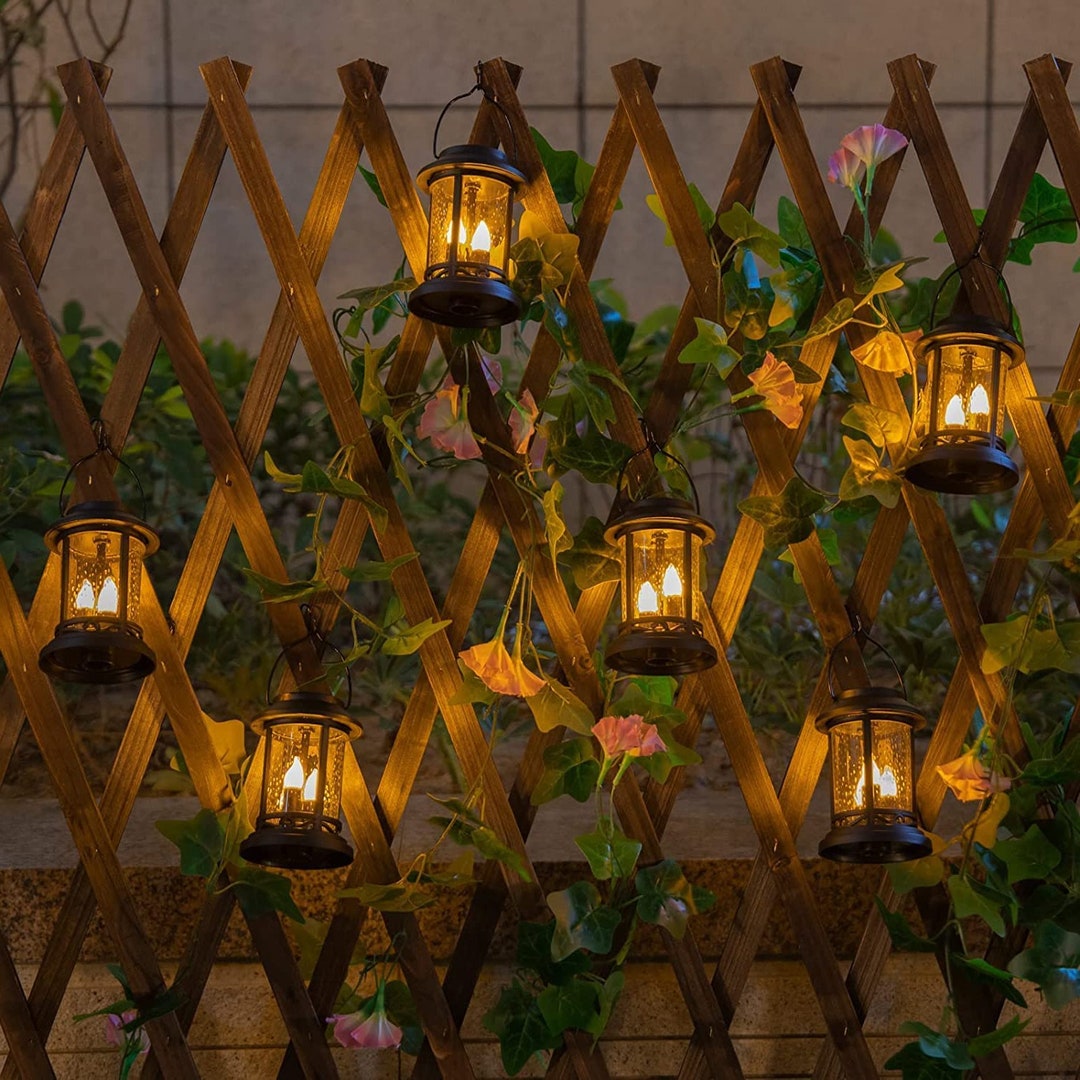 6 Pack Outdoor Solar Candles Lights Flickering Lantern Etsy