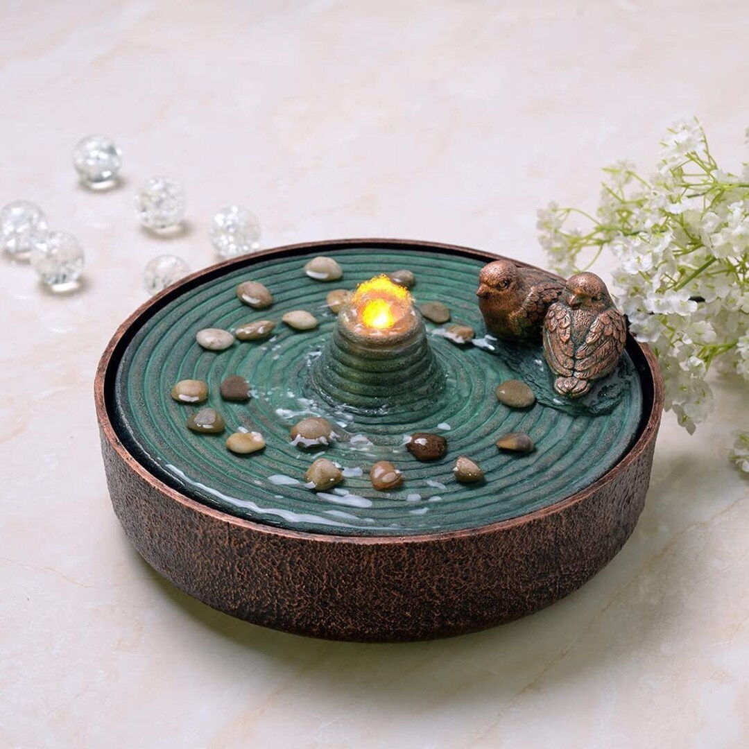 Tabletop Fountains Indoor 2 Birds Water Fountain Relaxation Etsy