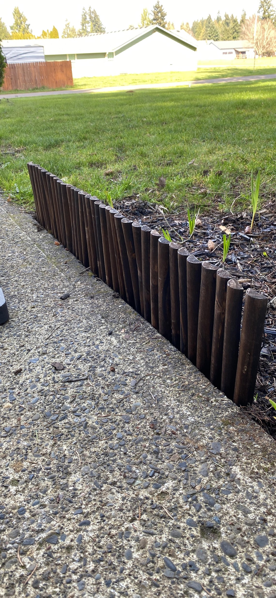 Garden Wooden Short Fence Burnt Wood Finish Outdoor Landscape Etsy