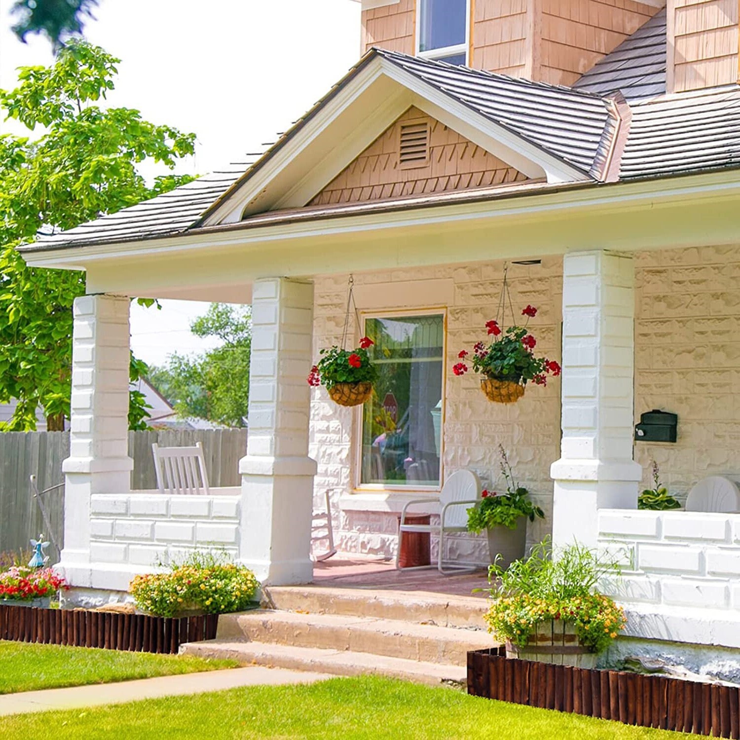 Garden Wooden Short Fence Burnt Wood Finish Outdoor Landscape Etsy