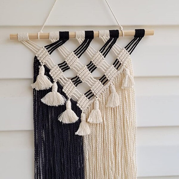 Black and White Macrame Etsy