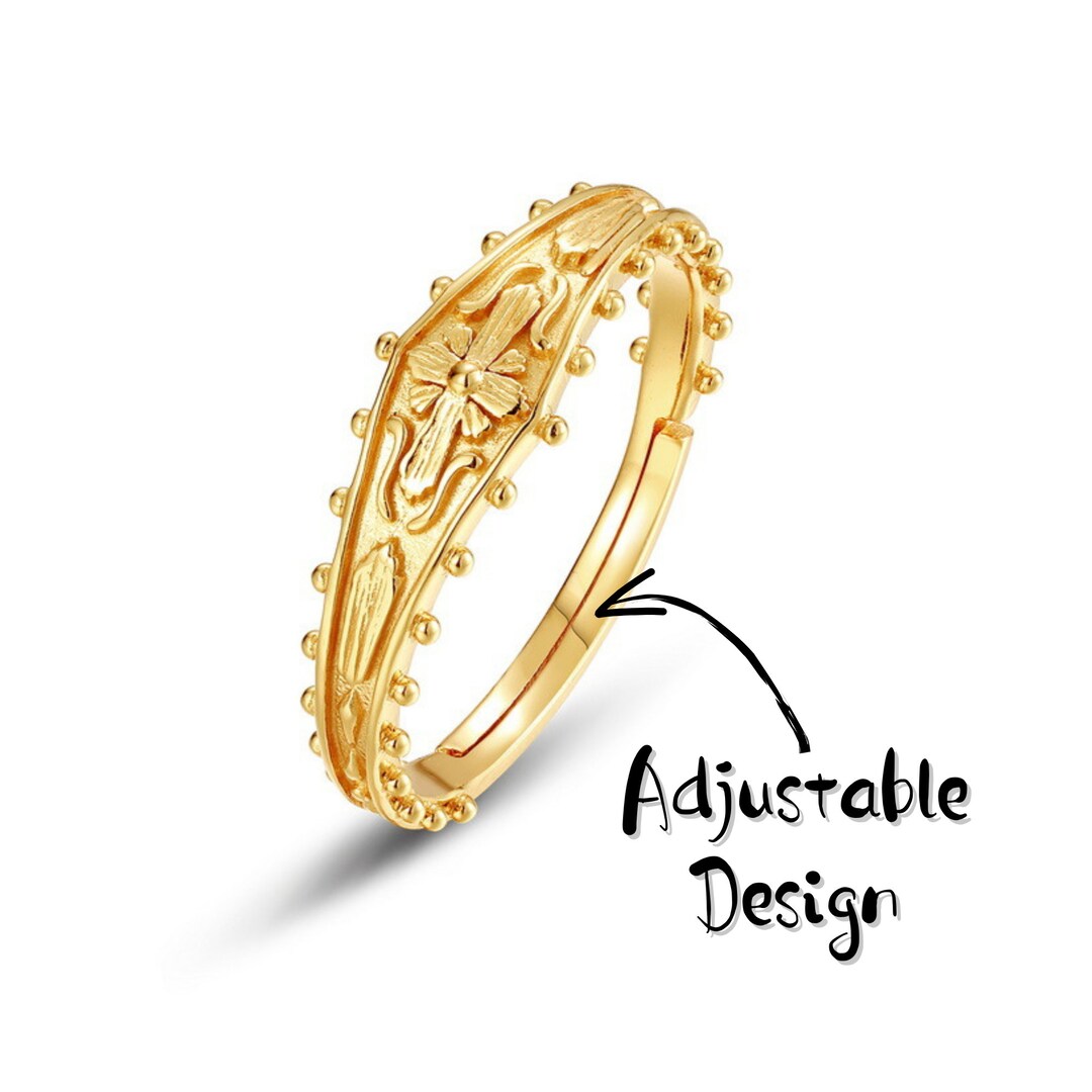 14K Gold Cross Ring, Christian Ring, Baptism Ring, Faith Ring, Silver