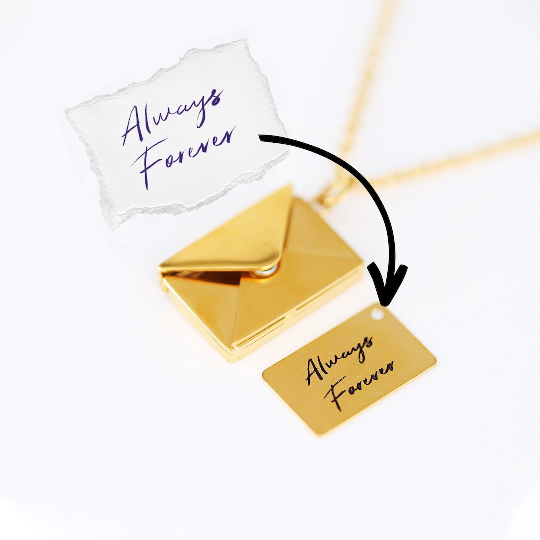 Personalized Engraved Envelope Necklace Custom Name Necklace Etsy