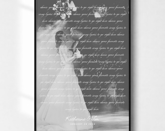 Aangepaste songtekstprint bruiloft, verjaardagscadeau eerste dans (digitale download)