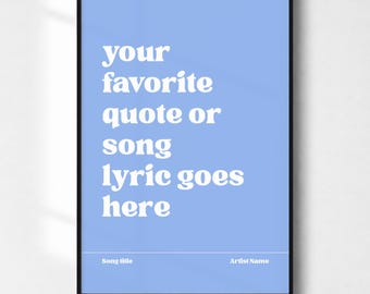 Aangepaste songtekst muurkunst, gepersonaliseerde citaatprint (digitale download)