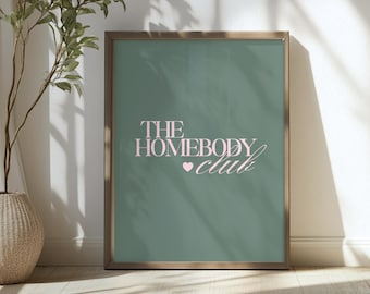 The Homebody Club-poster, trendy afdrukbare muurkunst, digitale download