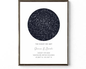 Aangepaste sterrenkaartprint, The Night We Met, jubileumcadeau (digitale print)