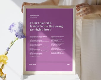 Aangepaste songtekstprint, gepersonaliseerde muurkunst (digitale download)