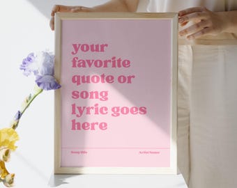 Songtekstprint, aangepaste print, quote muurkunst, digitale download