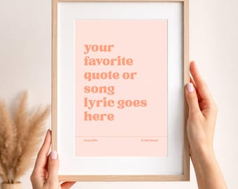 Aangepaste songtekst muurkunst, gepersonaliseerde citaatprint (digitale download)