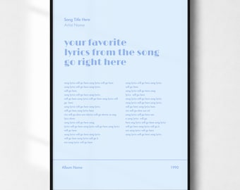 Aangepaste songtekstprint, gepersonaliseerde muurkunst (digitale download)