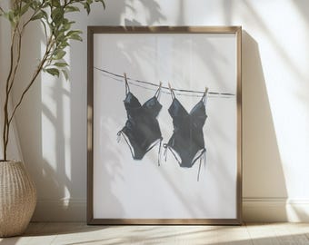 Bikini Line Art Print, Trendy Retro Style (Digital Download)