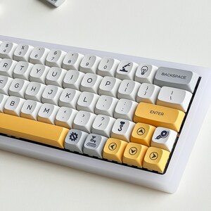 Yellow MA Profile Heavy Industry Theme Keycap Set, Cute Letters Keycaps Artisan MA Profile Keycap Artisan, PBT Thermal Sublimation Keycaps