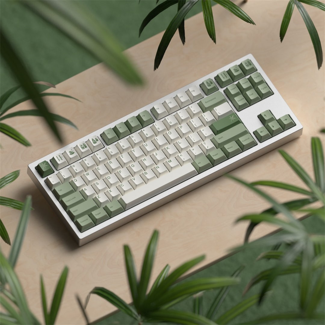 145pcs Bamboo Forest Theme Keycap Set Retro Green Keycaps Etsy