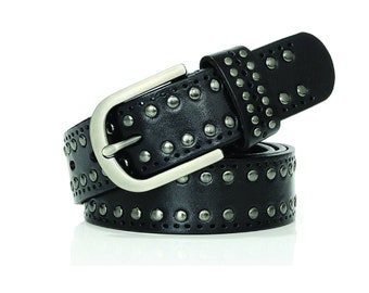 Rocker Woman Genuine Leather Belt BLACK COFFEE