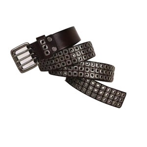 Heavy Metal Rocker Genuine Leather Belt for Men Dark Brown