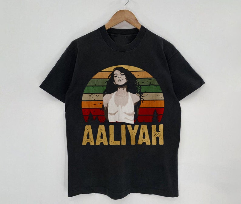 Retro aaliyah vintage sunset shirt, aaliyah new bootleg 90s black t-shirt, aaliyah shirt, music rnb singer rapper shirt, gift for fans