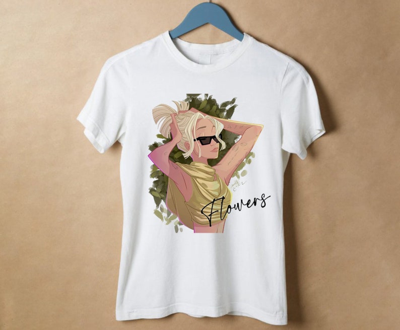 Miley flowers shirt, miley chibi white t-shirt, miley classic shirt, rnb singer rapper shirt, gift for her, vintage style shirt